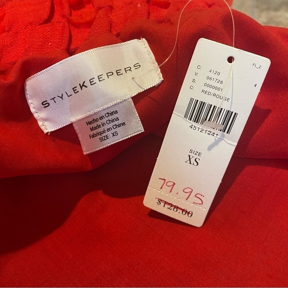 NWT~CHERRY KEEPERS Anthropologie Women Red Marlow Textured Midi Skirt Size XS - Picture 7 of 9